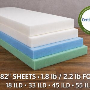 High Resiliency Upholstery Foam - Custom Seat Cushion & Sofa Repair - High Density Foam Sheets - Multiple Firmness Options